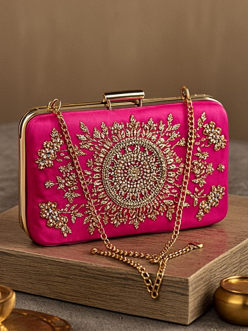 Embellished Box Clutch - Handbag at Queen's Closet Kharar